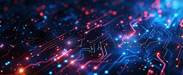 Fototapeta premium Abstract Circuitry with Glowing Red and Blue Lines