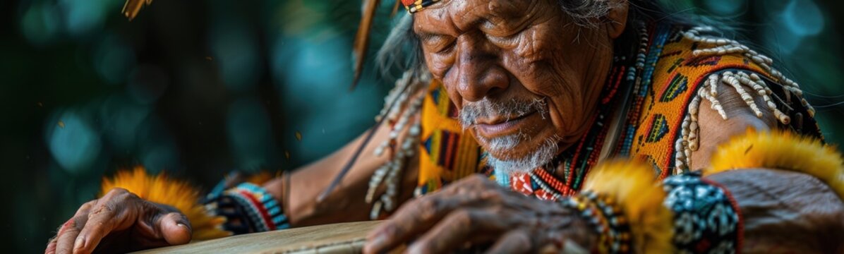 Man with dreadlocks playing a drum
