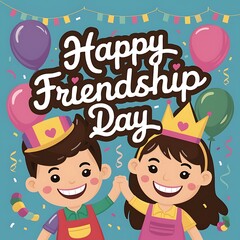 Happy friendship day celebration greeting card poster background with friends