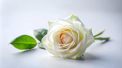 Isolated white rose on a plain background, perfect for romantic and elegant themes