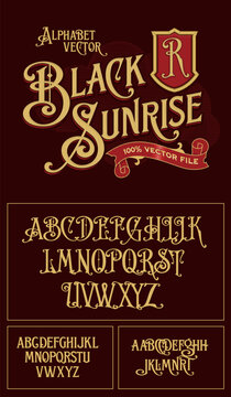 A vintage luxury heritage antique victorian alphabet vector typeset alphabet vector
