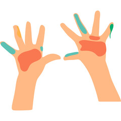 Kid Playful Hand with Paint