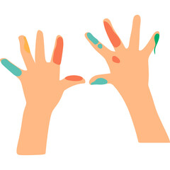 Kid Playful Hand with Paint