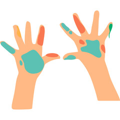 Kid Playful Hand with Paint