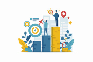 Goal setting and strategic objectives flat design