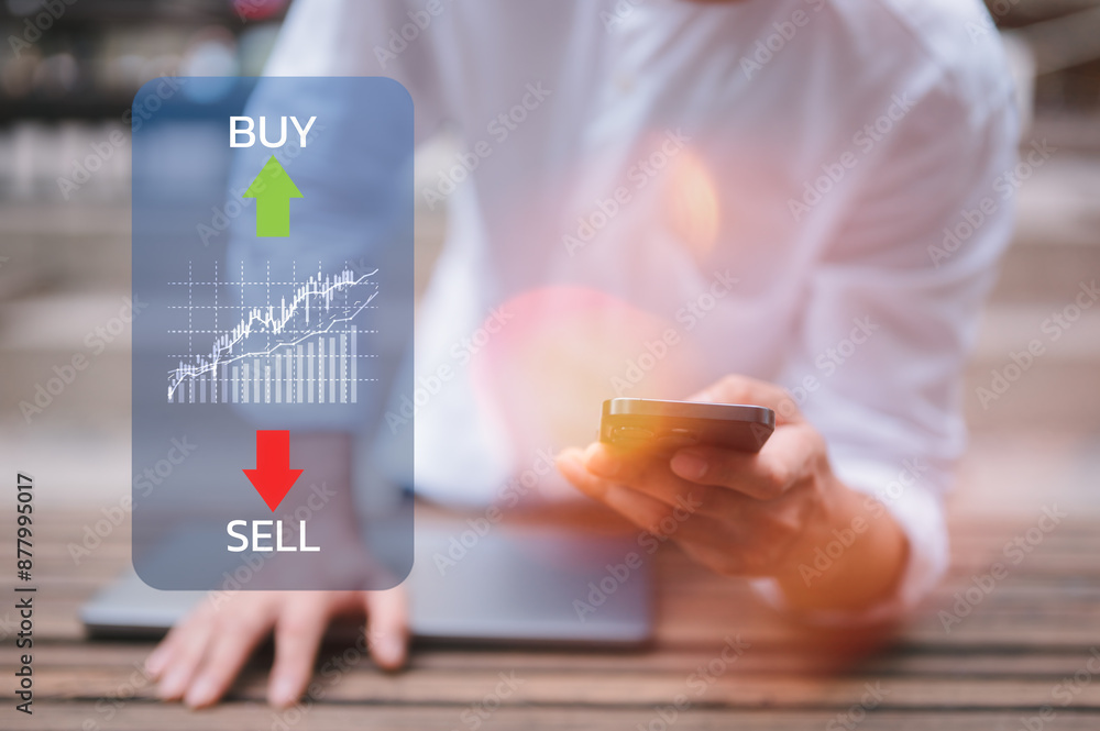 Poster successful of trader holding trading stock exchange graph buy sell price of block chain stock market