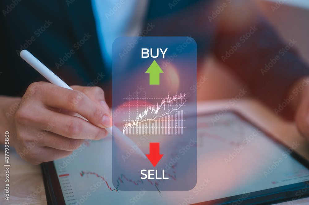 Poster successful of trader holding trading stock exchange graph buy sell price of block chain stock market