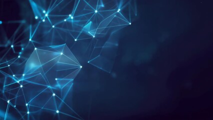 Abstract digital network connections with glowing blue lines and nodes on a dark background, representing data communication and technology. - Powered by Adobe