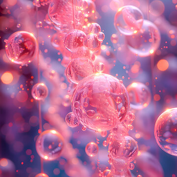 Abstract pink bubble background with glowing orbs, delicate light effects, and a dreamy atmosphere perfect for designs and creative projects.