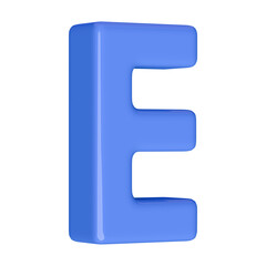 Blue 3D Font Letter E