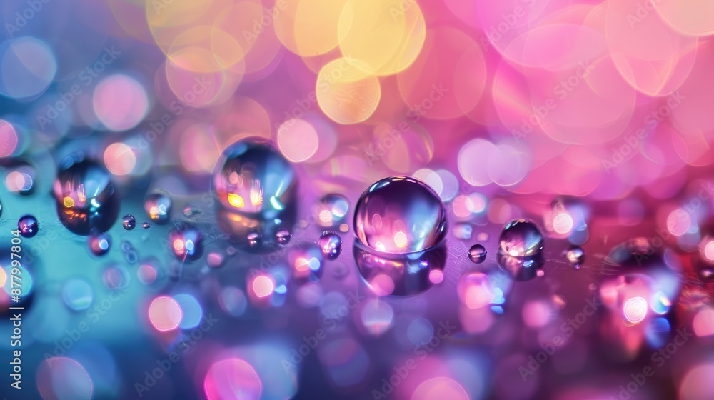 Aufkleber soft focused water droplets with colorful bokeh in the background