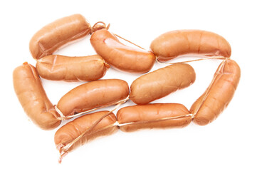 Meat sausages isolated on white background