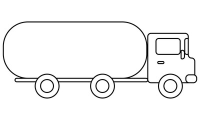 Outline tanker truck is a special transport for kids creativity and activity, Doodle coloring page with a vehicle