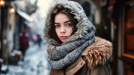 A person wrapped up warm on a cold day