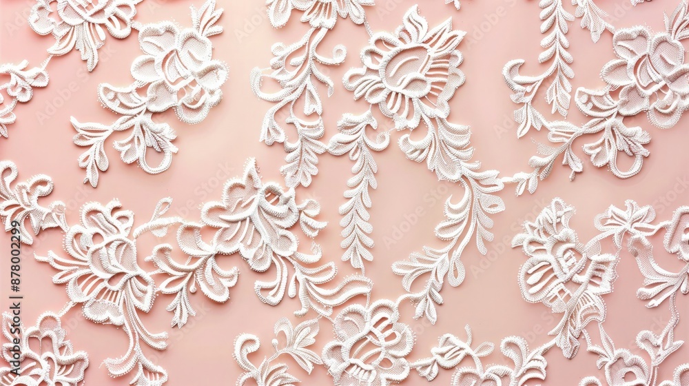 Poster white pattern with flowers soft pink backdrop and white flowers pattern on it