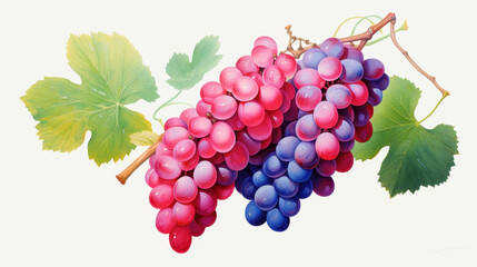 Fototapeta premium Colorful watercolor grapes illustration, perfect for vibrant backgrounds.