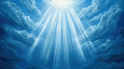 Fototapeta premium Stunning illustration of Ascension day with radiant sunlight piercing through clouds.