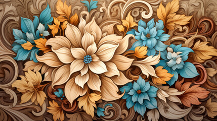 Fototapeta premium Unique tiedye patterns in earth tones, with detailed textures and intricate design in flat illustrations.
