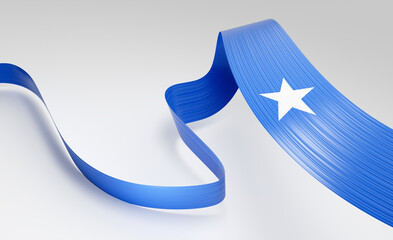 3d Flag Of Somalia 3d Shiny Waving Somalia Ribbon Flag On White Background 3d Illustration
