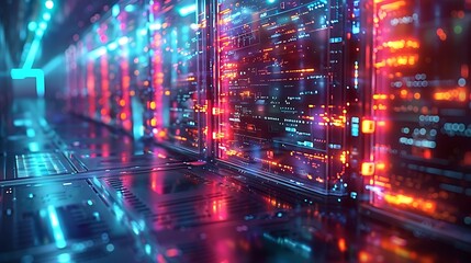 Obraz premium Abstract network grid with files and folders, futuristic software interface, digital document management system, store, search and organize documents, corporate business, paperless office 