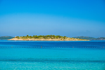 Beautiful blue sea on Adriatic sea, Murter, Dalmatia, Croatia