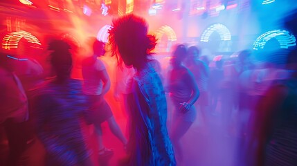 Dancing Silhouettes in a Neon-Lit Club