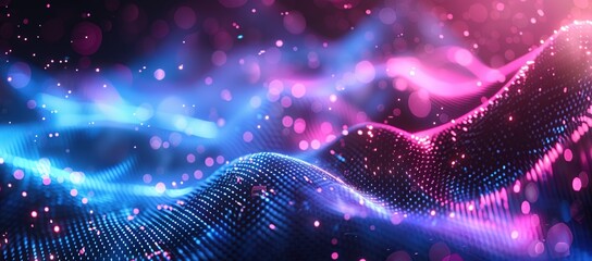 Fototapeta premium Abstract Digital Landscape with Glowing Lights