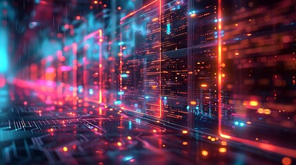 Obraz premium Abstract network grid with files and folders, futuristic software interface, digital document management system, store, search and organize documents, corporate business, paperless office 