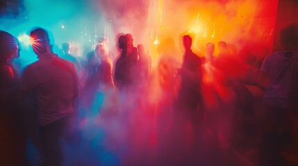 Silhouettes in a Foggy Nightclub