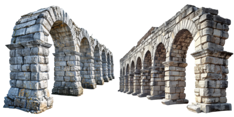 Aqueduct Set Isolated on Transparent or White Background, PNG