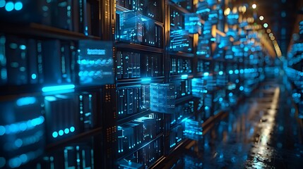 Abstract network grid with files and folders, futuristic software interface, digital document management system, store, search and organize documents, corporate business, paperless office 