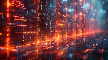 Fototapeta premium Abstract network grid with files and folders, futuristic software interface, digital document management system, store, search and organize documents, corporate business, paperless office 