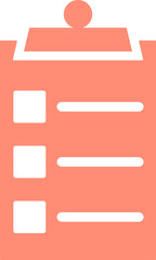 Clipboard icon in orange and white color.