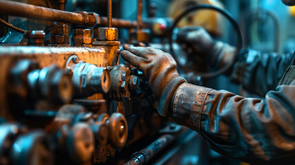 Industrial engineer man in a hard hat using a digital tablet to monitor and analyze machinery at a manufacturing plant