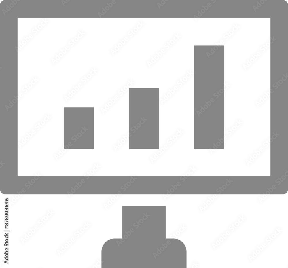 Poster financial analytic chart graphs on computer screen. business marketing analysis icon in grey and whi