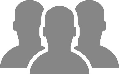 Team or group people silhouette cartoon icon in grey color.