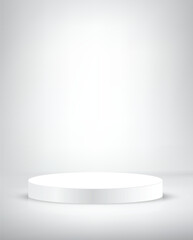 Abstract silver cylinder pedestal podium design. Blank empty space room, stage grey. Abstract minimal white empty room concept 3d shape scene products display, Stage showcase presentation
