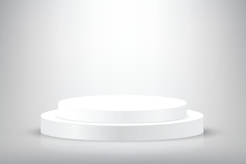 Abstract silver cylinder pedestal podium design. Blank empty space room, stage grey. Abstract minimal white empty room concept 3d shape scene products display, Stage showcase presentation
