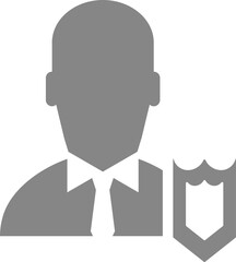 Security Business icon or symbol in grey and white color.