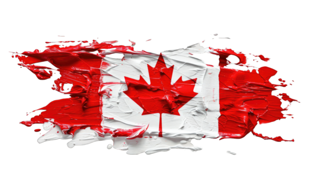 Canadian flag paint smear. Transparent background or PNG file.