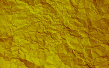 Clean crumple paper texture, wrinkled, abstract background vector. Gold crumpled paper close up texture background