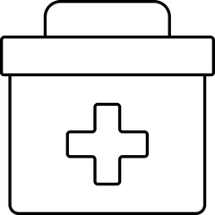 Obraz premium Isolated First Aid Box Icon in Black Stroke.