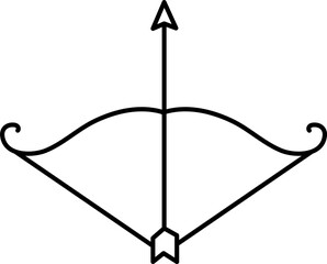 Black Linear Bow with Arrow Icon.