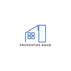 ILLUSTRATION BLUE COLOR HOME.MODERN HOUSE. RESENTIAL BUILDING SIMPLE MINIMALIST LOGO ICON DESIGN VECTOR. GOOD FOR REAL ESTATE, PROPERTY INSDUSTRY