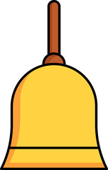 Yellow Hand Bell Icon in Flat Style.