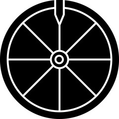 Flat Style Spin wheel icon in Black and White Color.