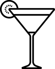 Cocktail Drink Glass Icon in Thin Line Art.