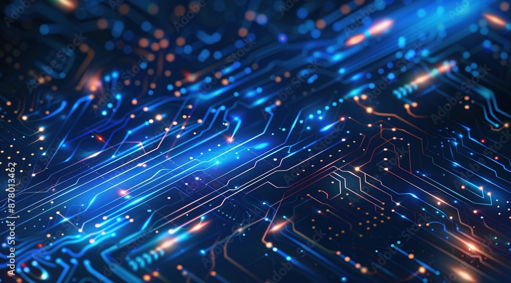 Poster abstract circuit board with glowing lines