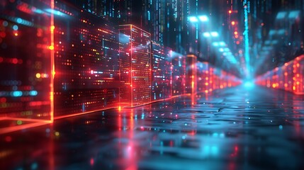 Obraz premium Abstract network grid with files and folders, futuristic software interface, digital document management system, store, search and organize documents, corporate business, paperless office 