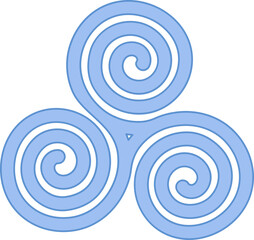 Triskele Icon or Symbol in Blue Color.